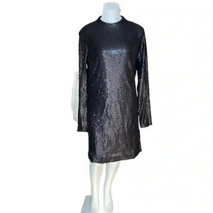 Calvin Klein Jet Black Polyester Sequin Mini Dress  sz 14